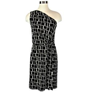 BANANA REPUBLIC Dress Off Shoulder Front Slit Faux Wrap Skirt Black & Tan Sz XS